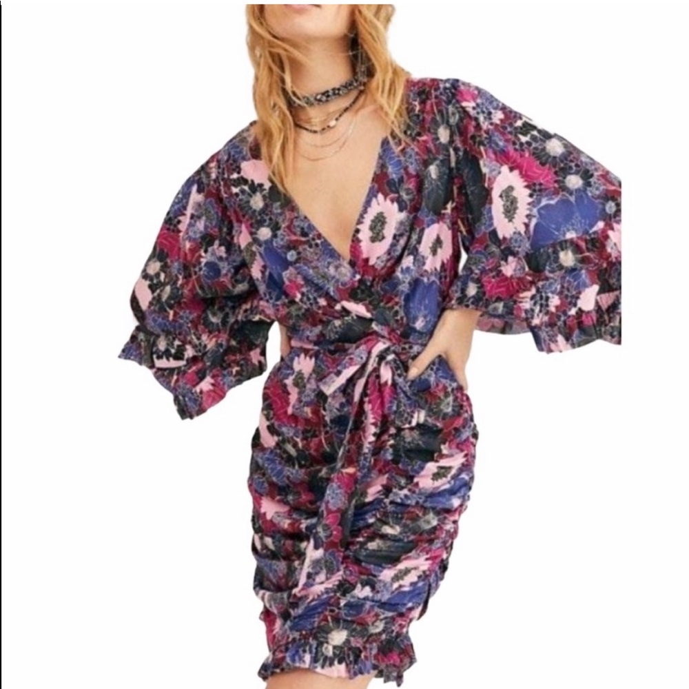 Free People Under Wraps ruffle floral dress